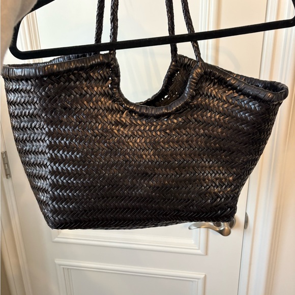 La Via Firenze Dark Brown Woven Leather tote - Picture 2 of 4